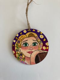 Image 3 of Tangled Rapunzel hand painted wooden Christmas ornament
