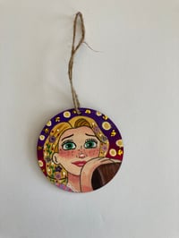 Image 2 of Tangled Rapunzel hand painted wooden Christmas ornament