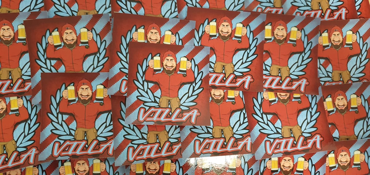 Pack of 25 7x7cm Aston Villa Beer Football/Ultras Stickers.