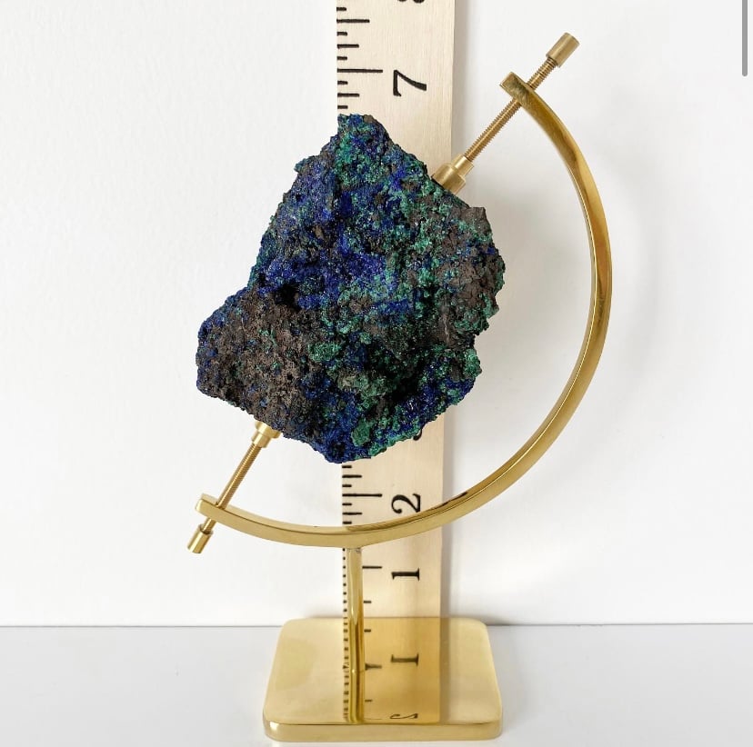 Image of Azurite/Malachite no.55 + Brass Arc Stand