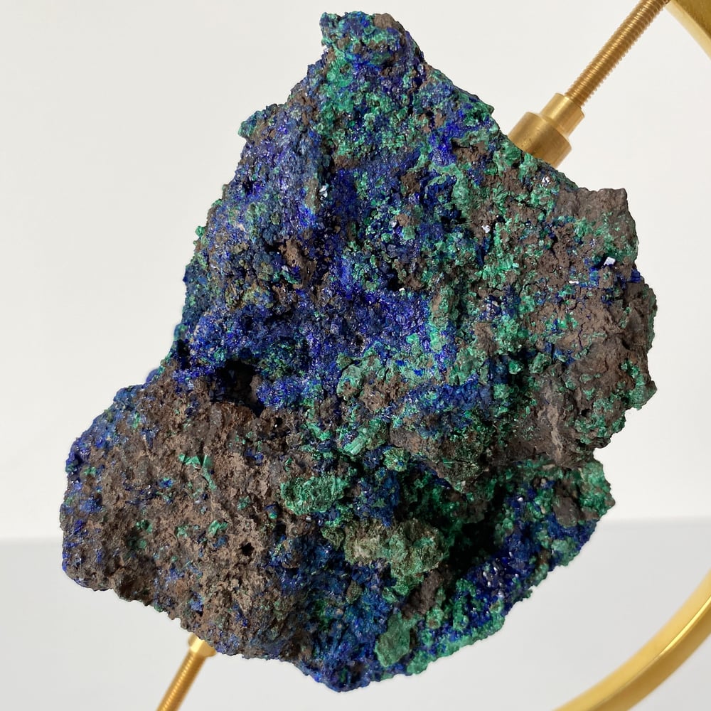 Image of Azurite/Malachite no.55 + Brass Arc Stand