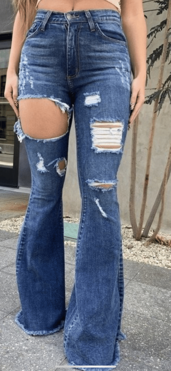 Full Length High Rise Flare Jeans | Sistas Kouture