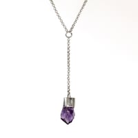 Image 2 of Amethyst Y-Drop Sterling Silver Necklace