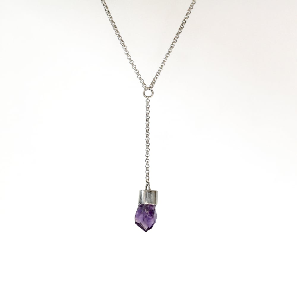 Amethyst Y-Drop Sterling Silver Necklace