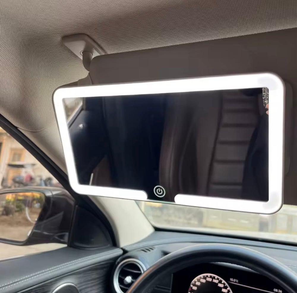Image of Car Interior Mirrors Sun Visor Plate LED Mirror for Women Rechargeable Universal Vanity Mirror