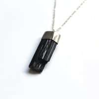 Image 3 of Black Tourmaline (Schorl) Sterling Silver Crystal Necklace