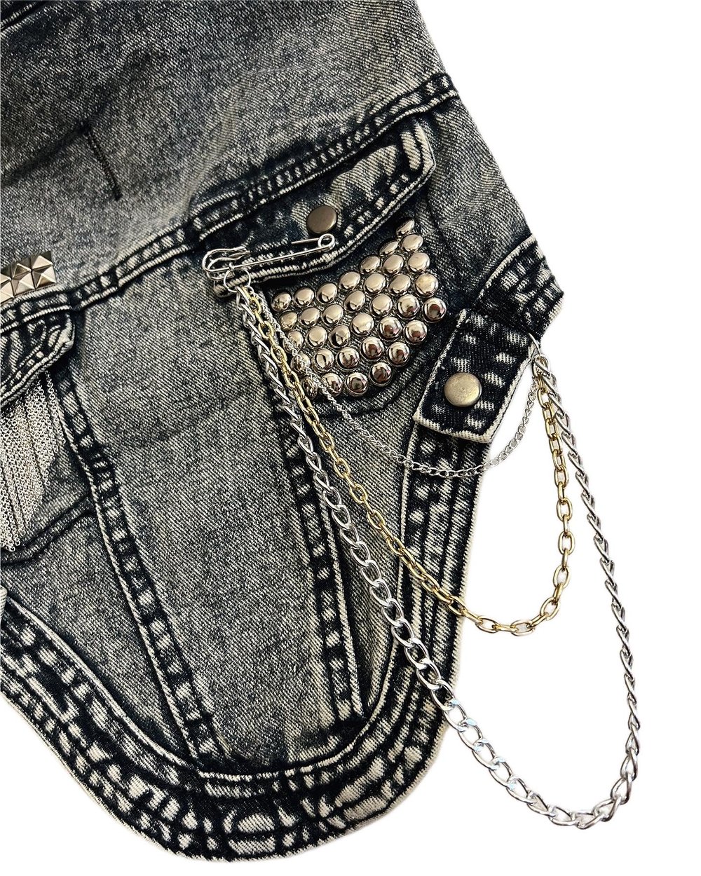 Studs + Chains Acid Wash - L