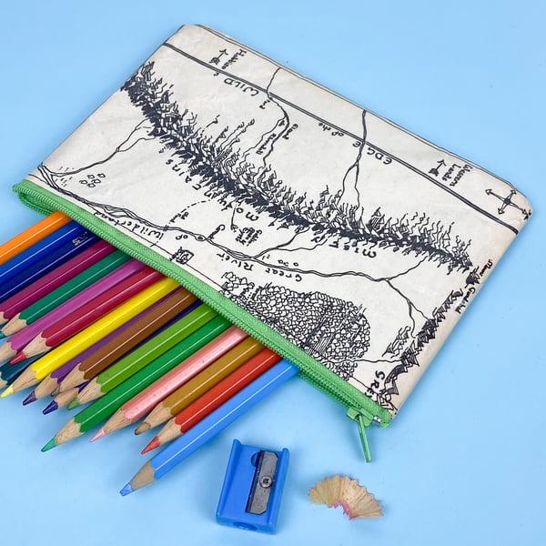 Image of Misty Mountains Map, Hobbit Book Page Pencil Case