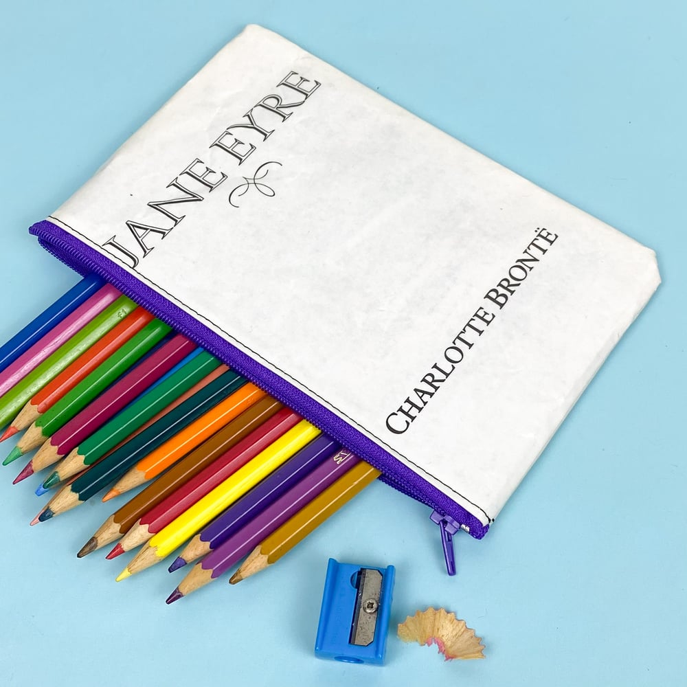 Image of Jane Eyre Book Page Pencil Case, “Reader, I married him..”