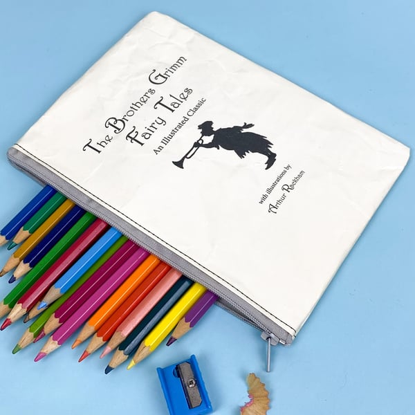 Image of The Brothers Grimm Fairy Tales, Beauty and the Beast Book Page Pencil Case 