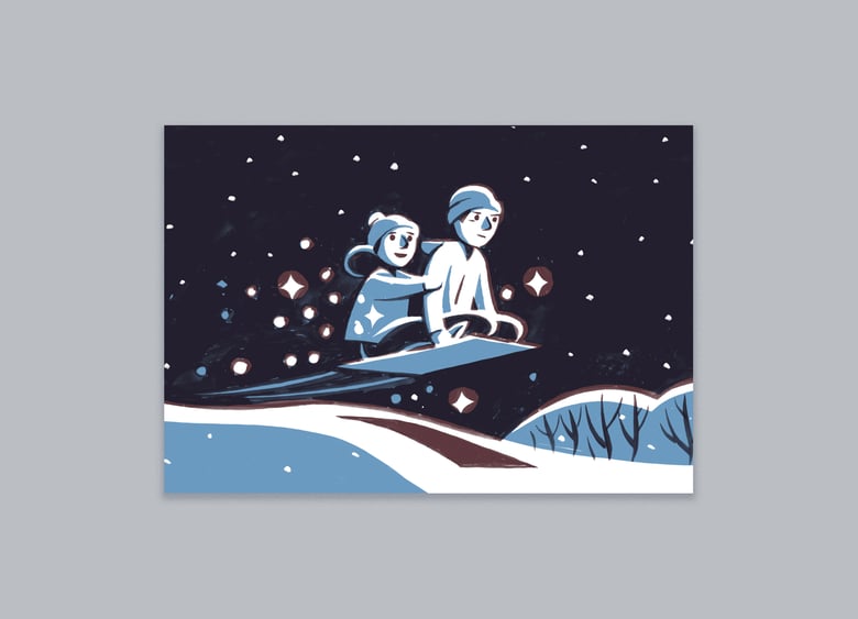 Image of 6 x Small Sledging Christmas Cards 
