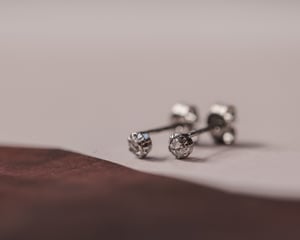 Image of Platinum 3mm, Rose-Cut, White Diamond Stud Earrings