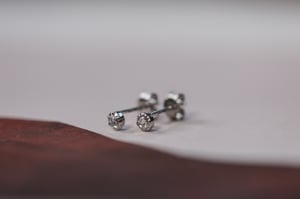 Image of Platinum 3mm, Rose-Cut, White Diamond Stud Earrings