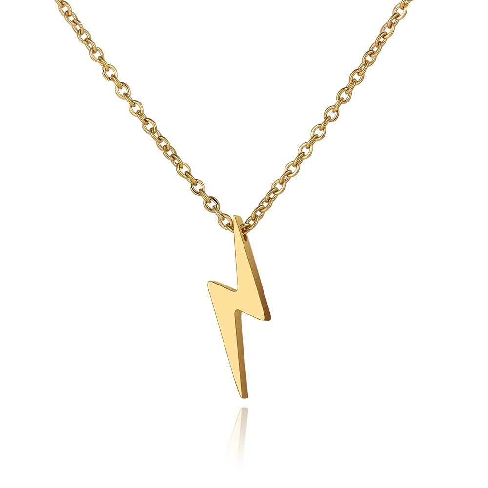 Stainless Steel Lightning Bolt Necklace -Silver or Gold
