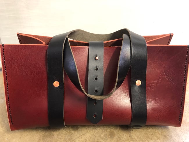 Red leather tote/tool bag