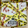 Police Crime Scene Caution Tape Cornhole Bags - Blood Spatter - White