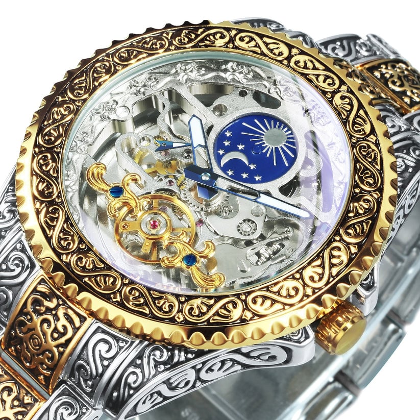 Image of Forsining Tourbillon Watch for Men Mechanical Skeleton Engraved