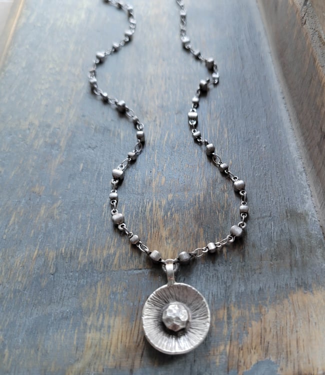 Antique Silver Tribal Pod Necklace