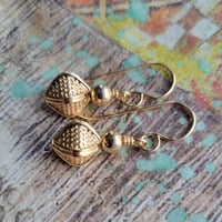 Image 2 of Woven Gold Bicone Earrings  