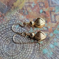 Image 4 of Woven Gold Bicone Earrings  