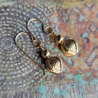 Image 3 of Woven Gold Bicone Earrings  