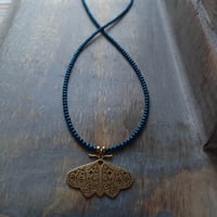 Image 3 of Electric Blue Mystical Moth Necklace