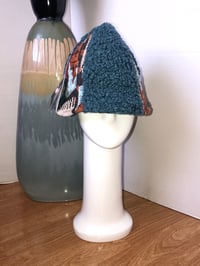 Image 1 of H.O.D. Bucket Hat Ice Blue & Copper Textured Linen Velvet W/Reversible Washed Denim Side