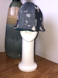 Image 4 of H.O.D. Bucket Hat Ice Blue & Copper Textured Linen Velvet W/Reversible Washed Denim Side