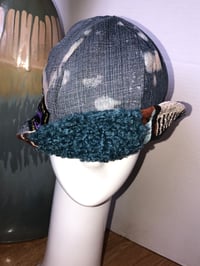 Image 5 of H.O.D. Bucket Hat Ice Blue & Copper Textured Linen Velvet W/Reversible Washed Denim Side