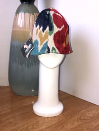 Image 1 of H.O.D. Bucket Hat Multi Color Velvet Ikat Fabric W/Reversible Stone Wash Denim Side 