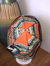 Image 3 of H.O.D. Bucket Hat Orange Aztec Woven Fabric W/Reverse Side Treated Denim Panel 