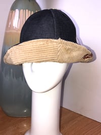 Image 1 of H.O.D. Bucket Hat Raw Japanese Denim Crown W/Reversible Soft Tan Corduroy Side