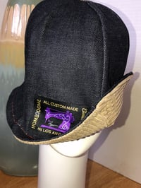 Image 5 of H.O.D. Bucket Hat Raw Japanese Denim Crown W/Reversible Soft Tan Corduroy Side