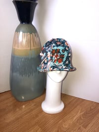 Image 3 of H.O.D. Bucket Hat 3 Colors Of Lambskin Leather W/Reverse Side Teal Paisley Velvet
