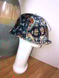 Image 4 of H.O.D. Bucket Hat 3 Colors Of Lambskin Leather W/Reverse Side Teal Paisley Velvet