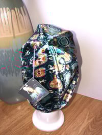 Image 5 of H.O.D. Bucket Hat 3 Colors Of Lambskin Leather W/Reverse Side Teal Paisley Velvet