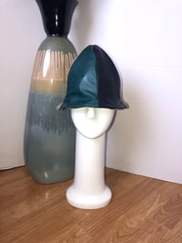 Image 1 of H.O.D. Bucket Hat 3 Colors Of Lambskin Leather W/Reverse Side Teal Paisley Velvet