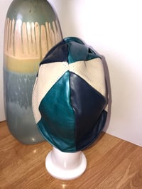 Image 2 of H.O.D. Bucket Hat 3 Colors Of Lambskin Leather W/Reverse Side Teal Paisley Velvet