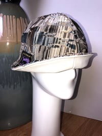 Image 4 of H.O.D. Bucket Hat White Soft Leather W/Reverse Side Grey Digital Ikat Velvet