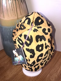 Image 3 of H.O.D. Bucket Hat Tan/Blaq Leopard Printed Soft Suede Crown W/ Black Satin Lining Inside