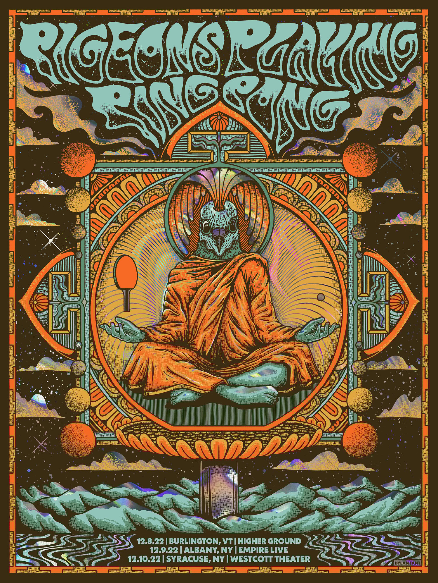 Pigeons Playing Ping Pong *FOIL* poster