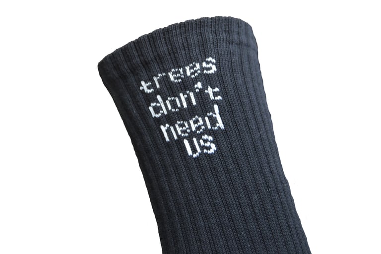 2 PACK "trees don't need us" BLACK CREW SOCK Image 4
