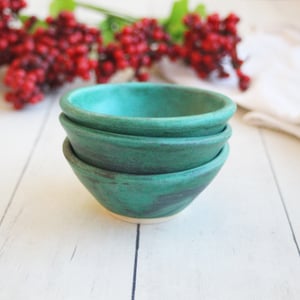 Image of Copper Green Matte Stoneware Pottery Prep Bowls Made in USA Ready to Ship