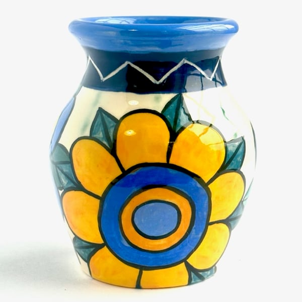 Image of 30 Floral Vase - Blues and Yellows