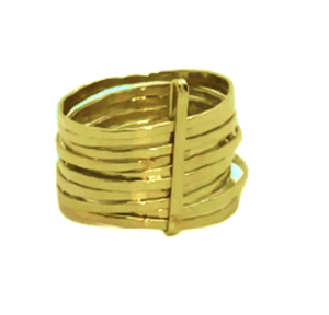 Image of 10 Bagues Martelées Avec Barrette / 10 Hammered Rings With Bar