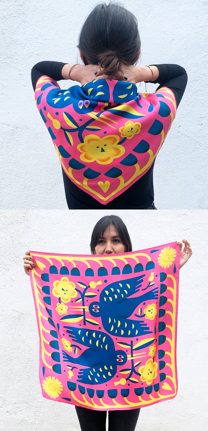 Image of Birds - Pink Scarf