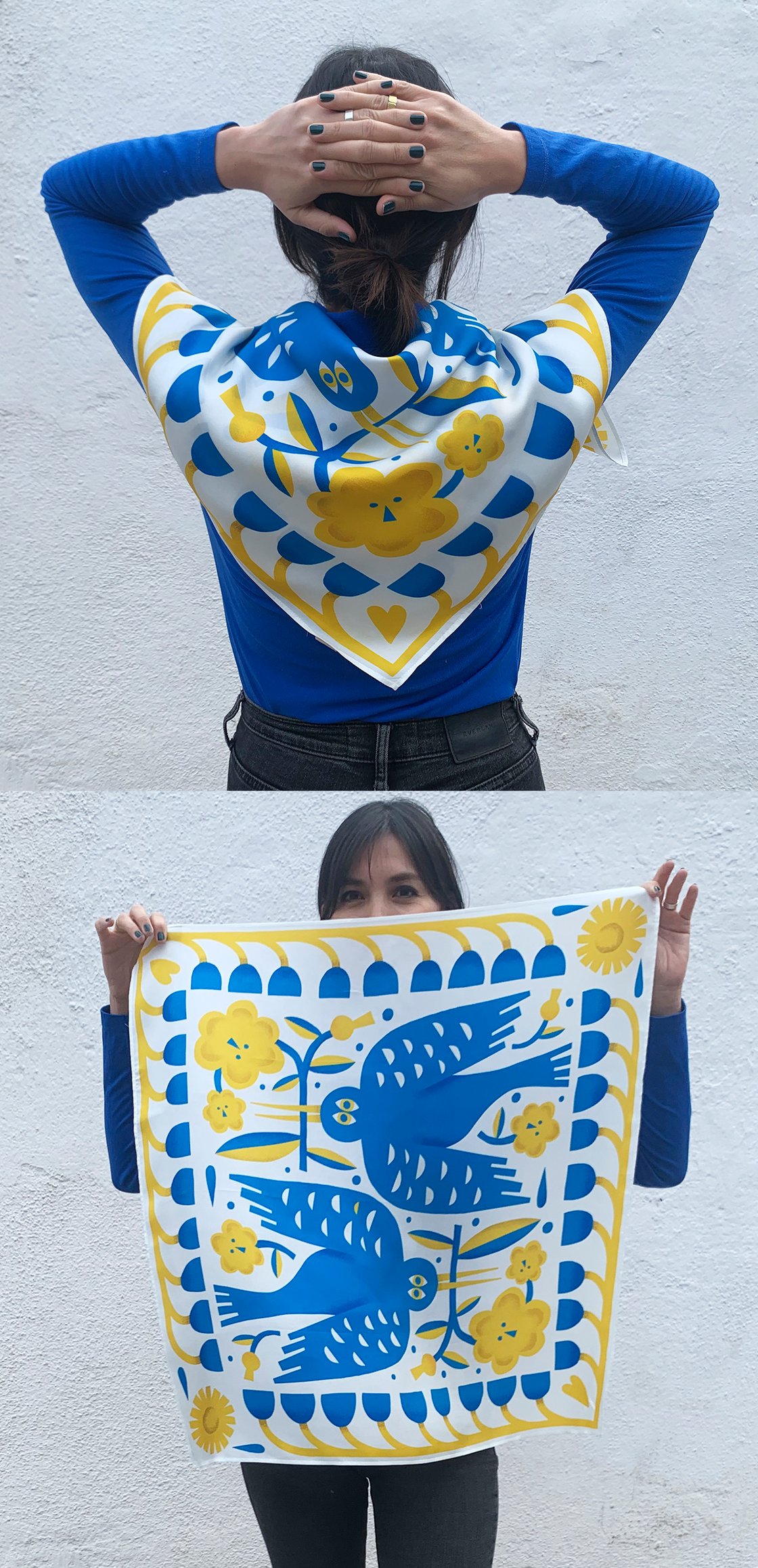 Image of Birds - White Scarf