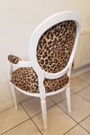 French Louis XVI Style Leopard Print Arm Chair