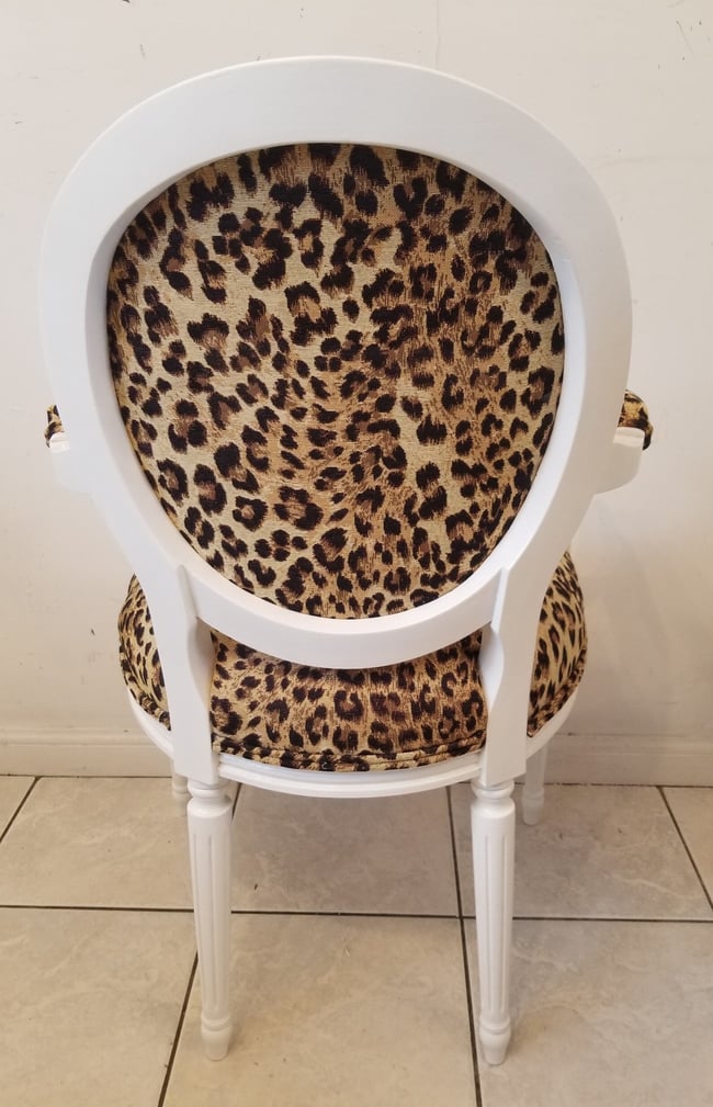 French Louis XVI Style Leopard Print Arm Chair