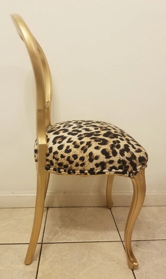 Victorian Gold Leopard Print Chair